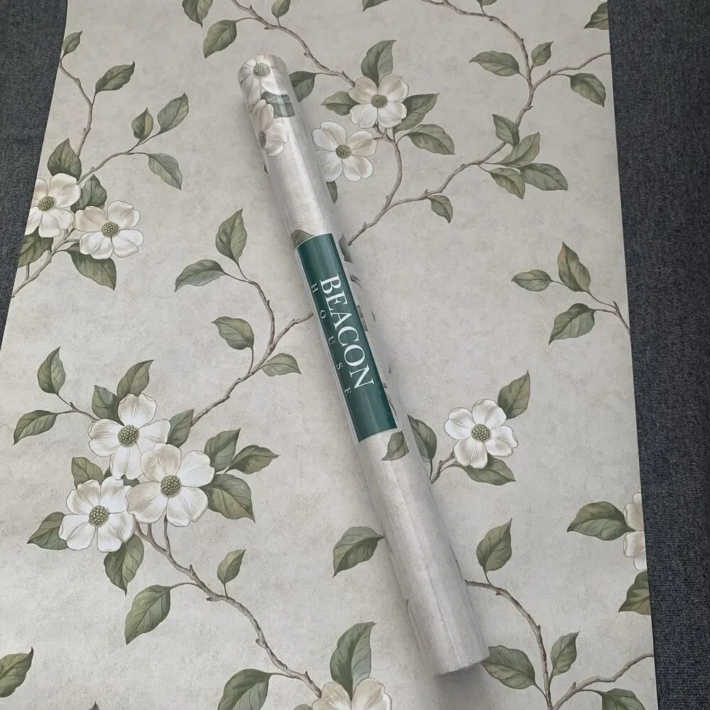 Vintage Beacon House Floral Dogwood Pattern Wallpaper Botanical